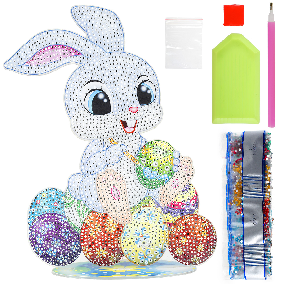 5D Diamond Painting Kits Cute Bunny Resin Diamond Paint Ornament DIY Diamond Art Painting Kits for Adults Easter Art Crafts Desk Decoration for